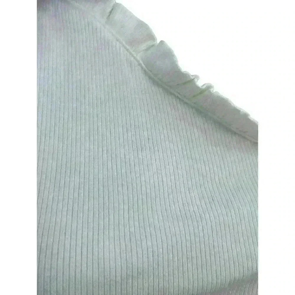 Women's One Shoulder‎ Tank Top Ruffle Ribbed White Size Large L Stretch By Entro - Picture 7 of 7